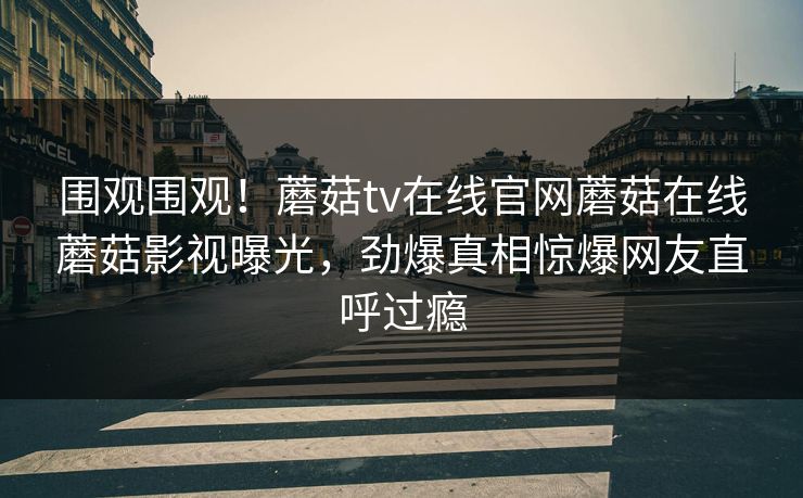 围观围观！蘑菇tv在线官网蘑菇在线蘑菇影视曝光，劲爆真相惊爆网友直呼过瘾