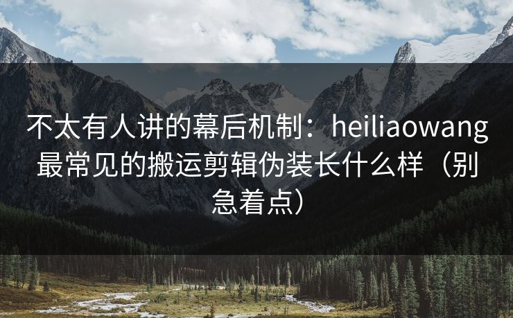 不太有人讲的幕后机制：heiliaowang最常见的搬运剪辑伪装长什么样（别急着点）