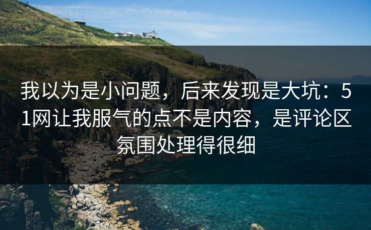 我以为是小问题，后来发现是大坑：51网让我服气的点不是内容，是评论区氛围处理得很细